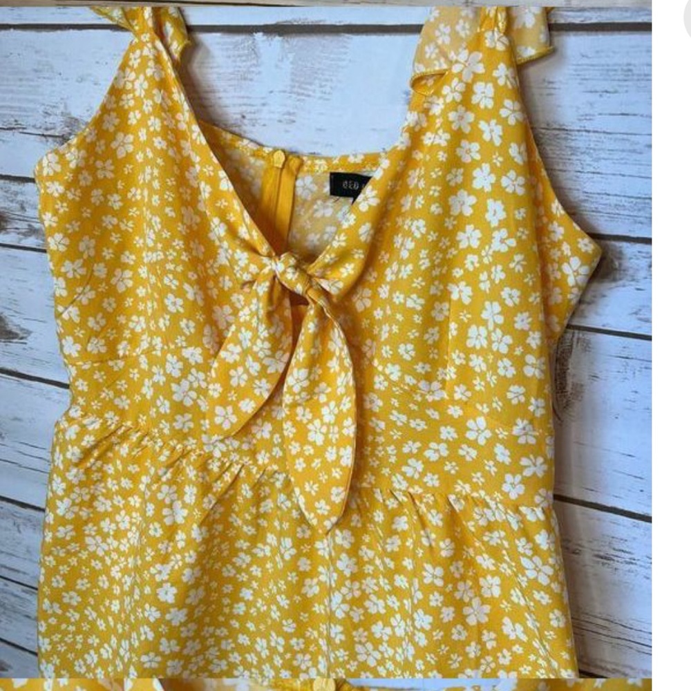 ❤️❤️ QED London Floral Dot Knot Front Yellow Dress❤️❤️new with tag size 10 - Picture 6 of 9